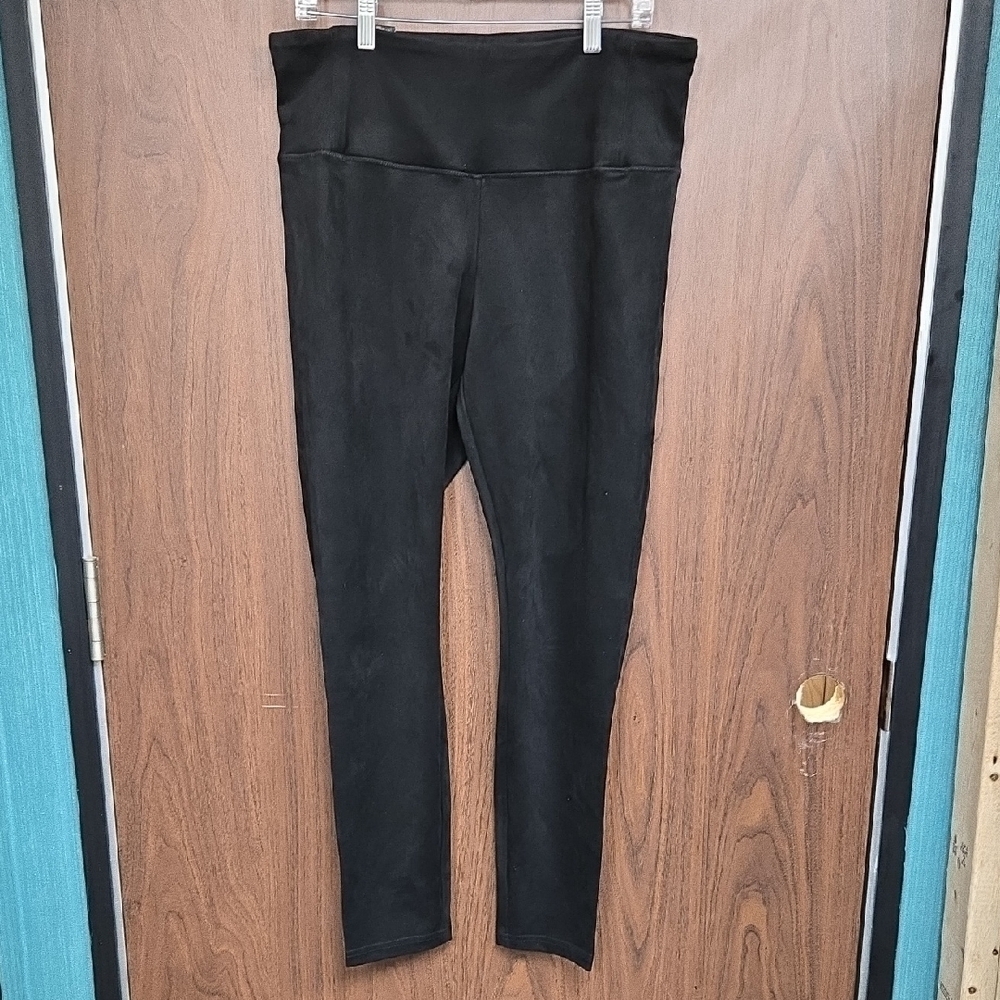 Hilary Radley Black High Waist Stretch Suede Leggings